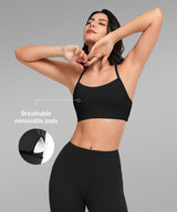 Sujetador de yoga con relleno y tirantes y escote redondo para mujer | Sujetador deportivo de sujeción ligera