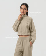 Anywhere Kurzer Stehkragen Mode Freizeitjacke | Damen Sportjacke