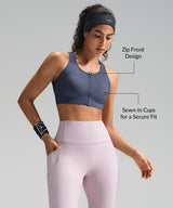 Power Front-Zip Mesh Racerback Löpar-BH | Sport-BH med högt stöd för kvinnor