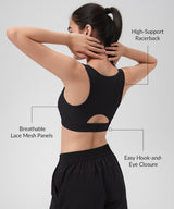 Power Racerback Breathable Lace Mesh Bra | Women's High Support Sports Bra