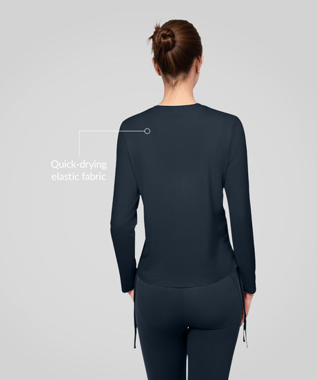 Anywhere Drawstring Solid Color T-shirt | Women's Long Sleeve T-shirt