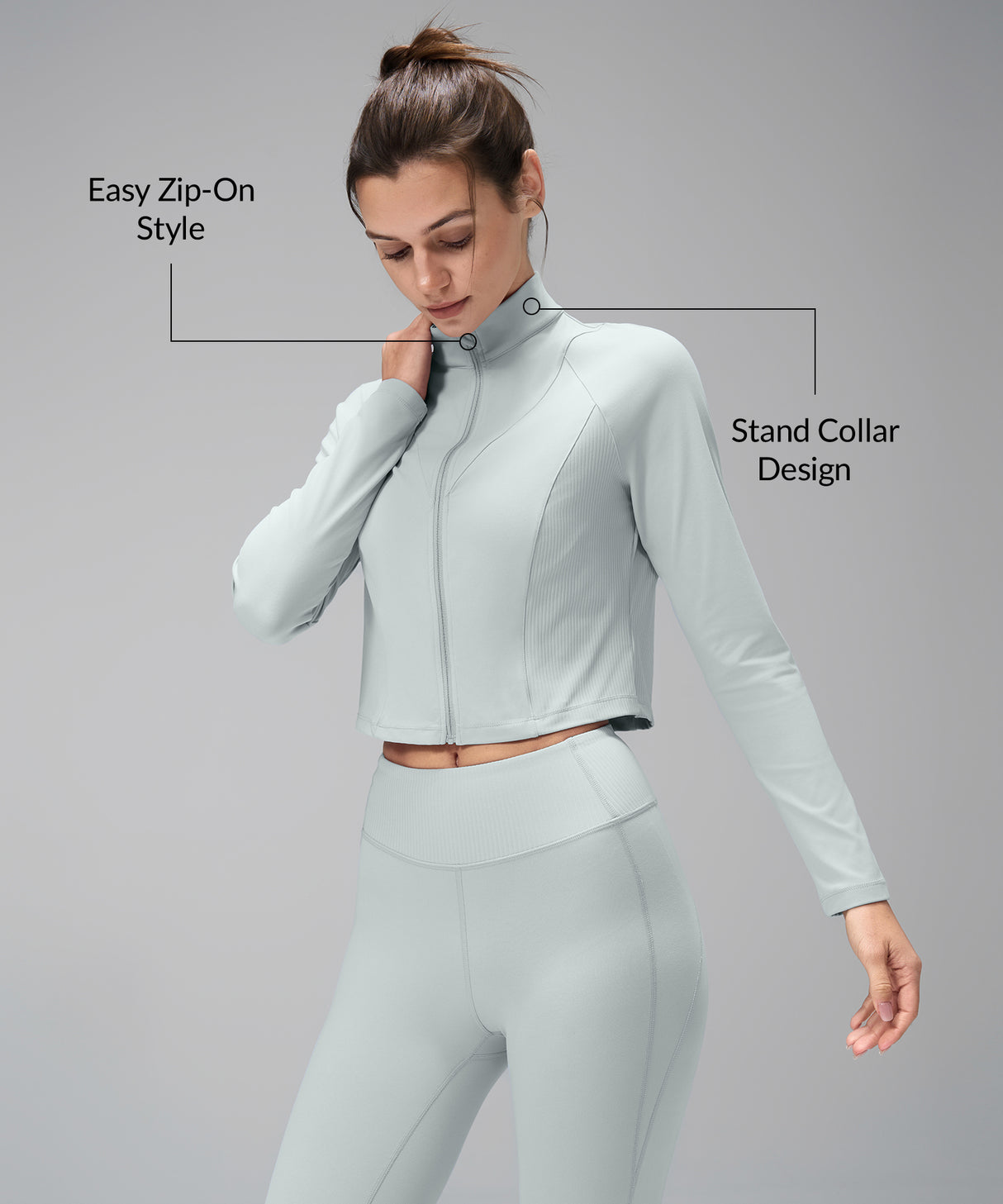 Anywhere Cropped Mock Neck Zip-Up Jacka | Lätta stödjackor för kvinnor