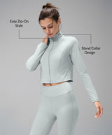 Anywhere Cropped Mock Neck Zip-Up Jacka | Lätta stödjackor för kvinnor