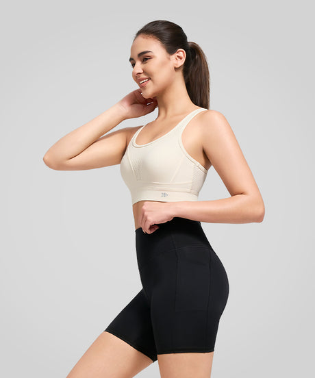Atmungsaktiver Power Butterfly Back Mesh-Lauf-BH | Sport-BH mit starkem Halt für Damen