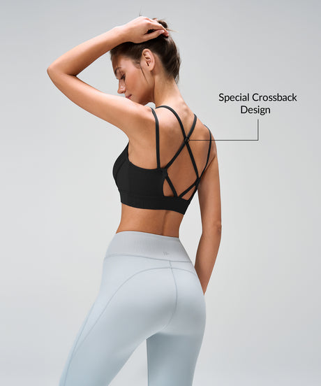 Anywhere Crossback Yoga-bh med fasta vadderingar | Sport-bh med lätt stöd för kvinnor