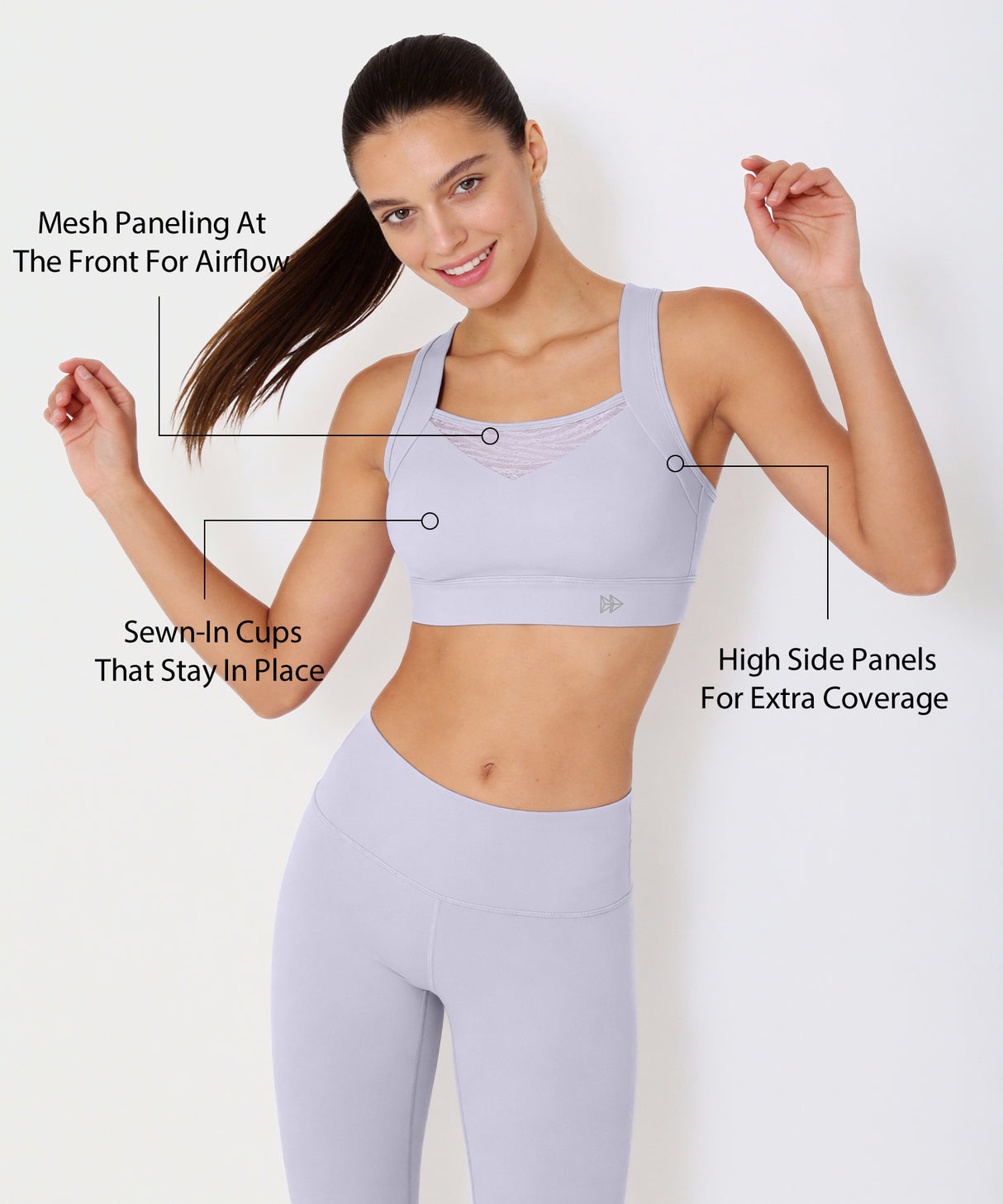 Power Racerback Mesh Full Coverage Running Bra | Women's High Support Sports Bra