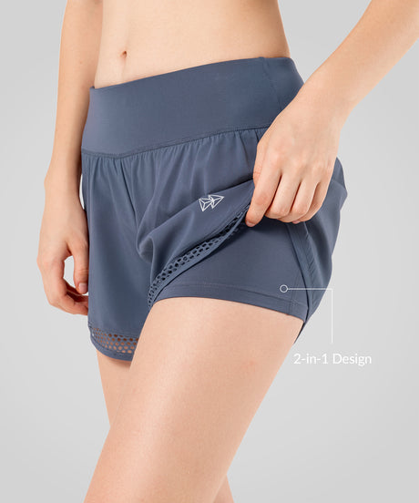 Shift Mesh Splicing Two In One Löparshorts 7,5 cm | Sport Shorts för Dam