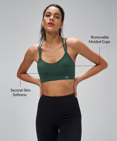 Anywhere Stretch Criss-Cross Mesh Yoga Bra| Women's Light Support Sports Bra