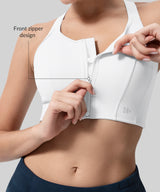 Sujetador deportivo largo ajustable con cremallera frontal Power Zip | Sujetador deportivo de alta sujeción para mujer