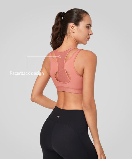 Enfold Zip Mesh Racerback Vadderad Löpar-BH | Sport-BH med Högt Stöd för Damer