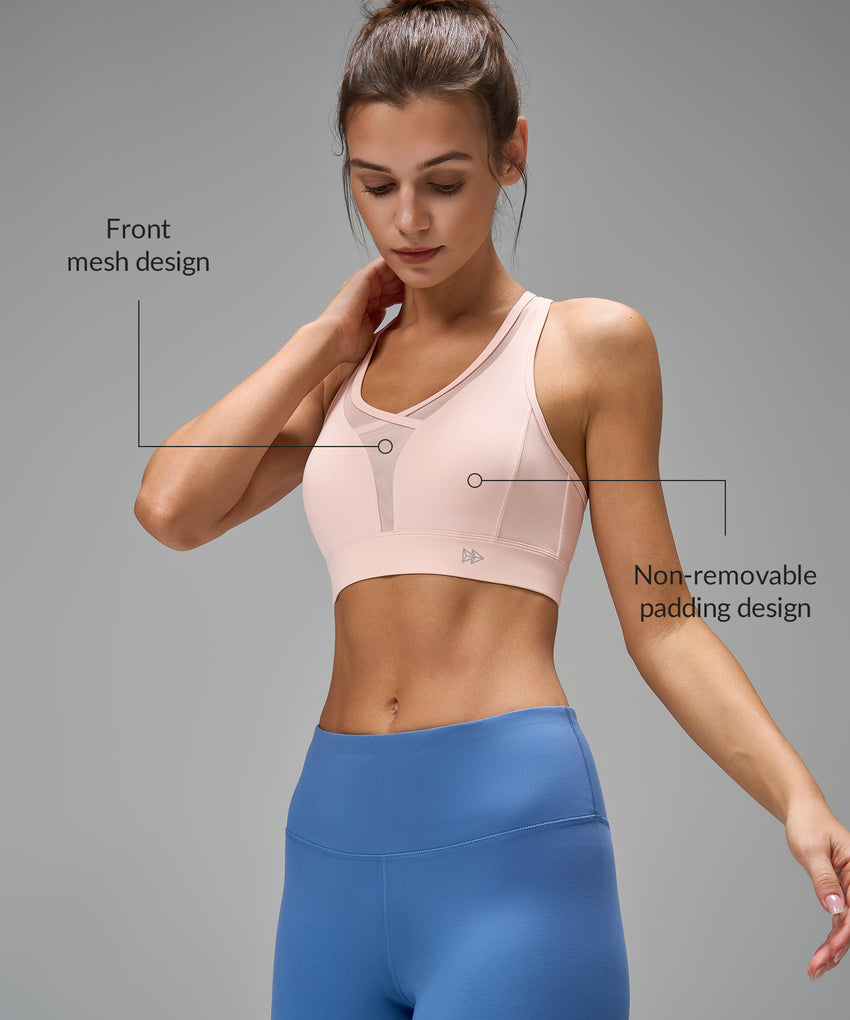 Power Sexy Front Mesh Adjustable Strap Sports Bra | Women's High Support Sports Bra