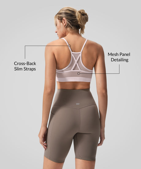 Anywhere Double Strap Sheer Mesh Yoga Bra| Women's Light Support Sports Bra