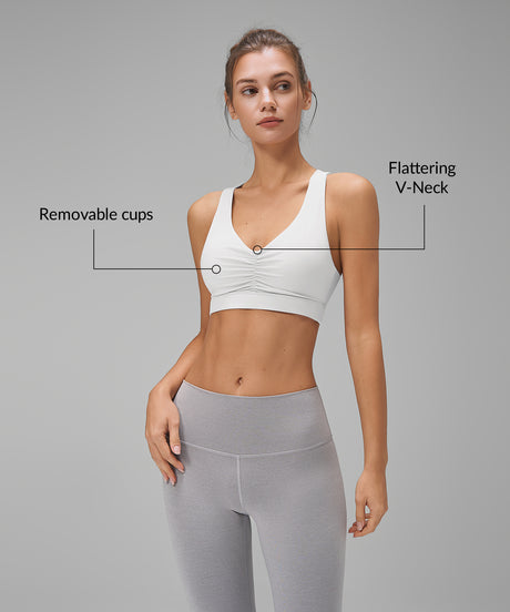 Anywhere Crisscross avtagbara vadderade yoga-bh med v-ringning | Sport-bh med lätt stöd för kvinnor