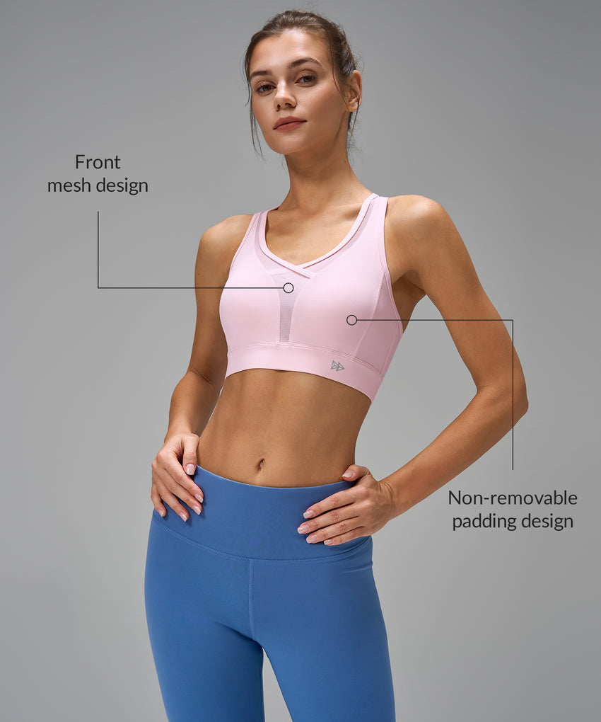 Power Sexy Sport-BH mit verstellbaren Trägern aus Mesh vorne | Sport-BH mit starker Unterstützung für Damen