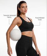 Black Racerback Mesh Full Coverage Running Bra | High-Impact Support Best For Running, HIIT, Yoga & Training