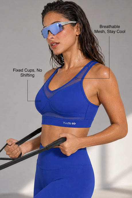 Shift V-Ausschnitt Mesh gepolsterter Lauf-BH | Damen Sport-BH mit starkem Halt