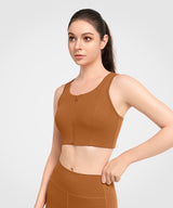 Echo Front Zip Keyhole Perforated Padded Running Bra | Women's High Support Sports Bra