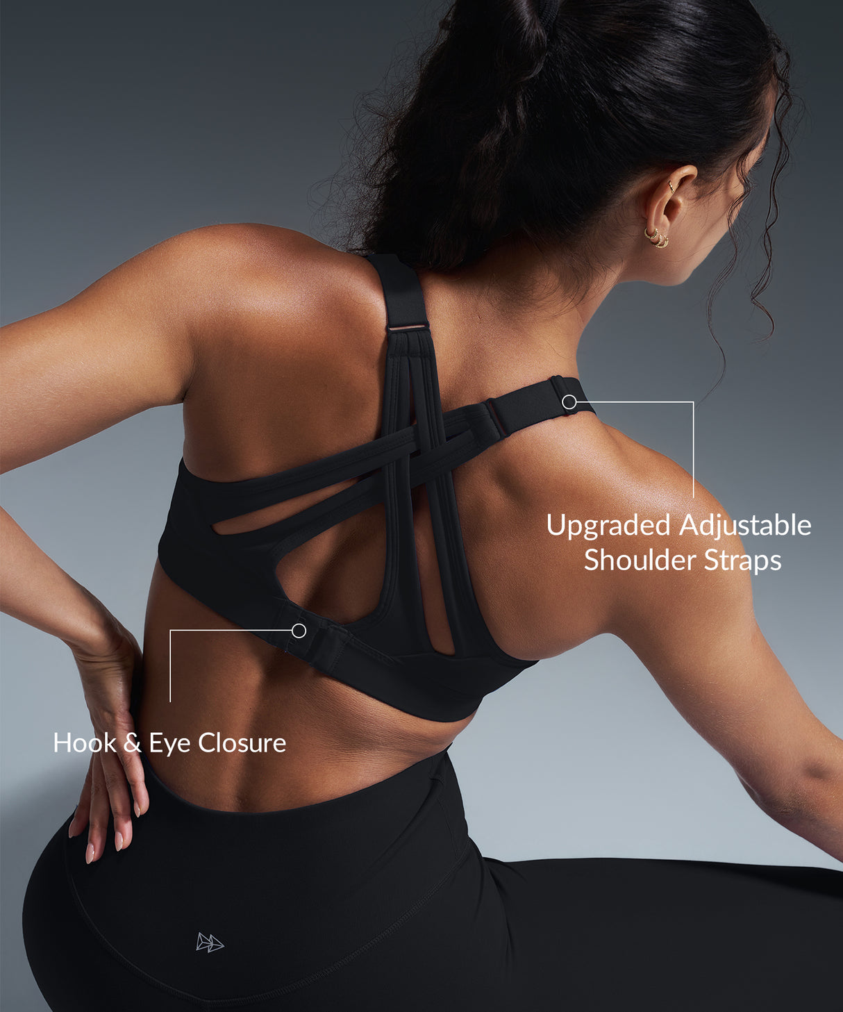 Reggiseno da corsa imbottito con incrocio regolabile Power | Reggiseno sportivo ad alto sostegno da donna