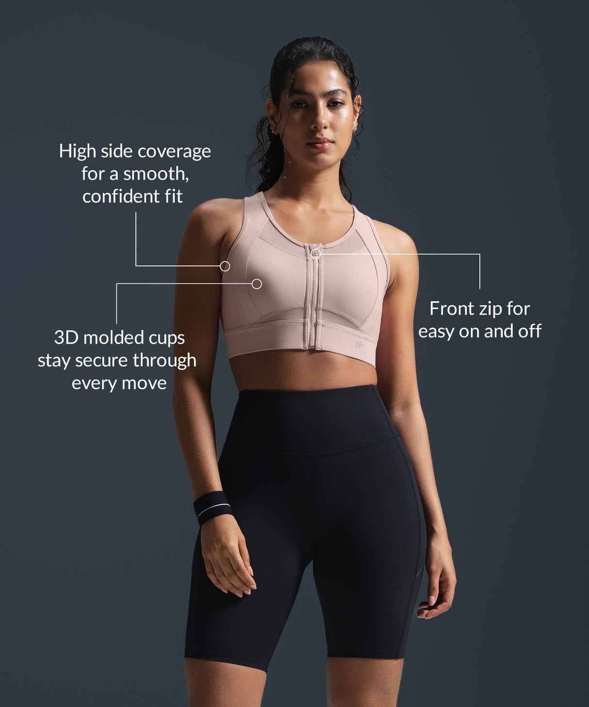 Reggiseno da corsa imbottito Sculpt Zip Mesh Racerback | Reggiseno sportivo ad alto sostegno da donna