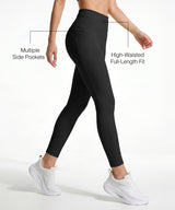 Black Textured High Impact Leggings With Pockets 25inches | High-Impact Support Best For Running, HIIT & Training