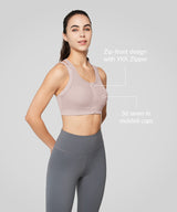 Power Zip Front Mesh Padded Running Bra | Damen Sport-BH mit starkem Halt