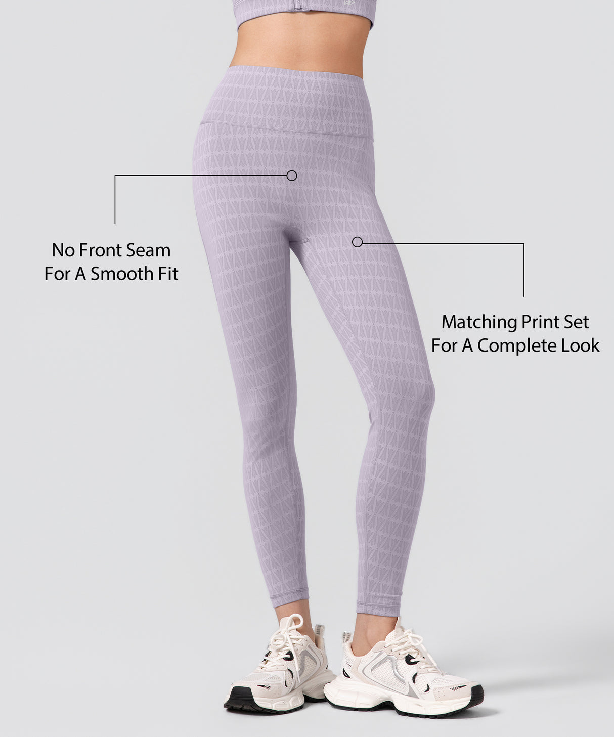 Power Jacquard Pattern No Front Seam High-Rise Running Leggings 25inches | Women's High Support Leggings