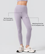Power Jacquard Pattern No Front Seam High-Rise Running Leggings 25inches | Women's High Support Leggings