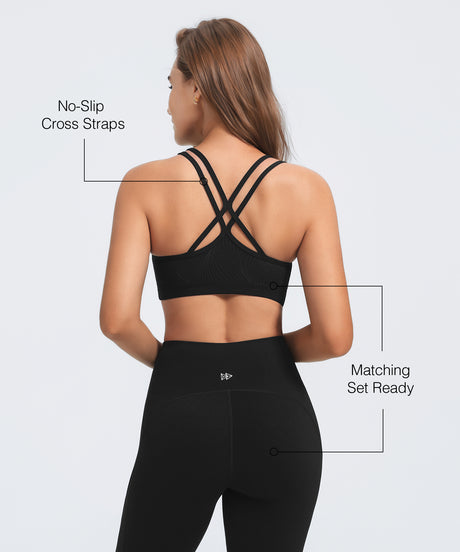 Anywhere No-Slip Crisscross Straps Removable Cups Yoga Bra | Women's Light Support Sports Bra Best For Yoga, HIIT