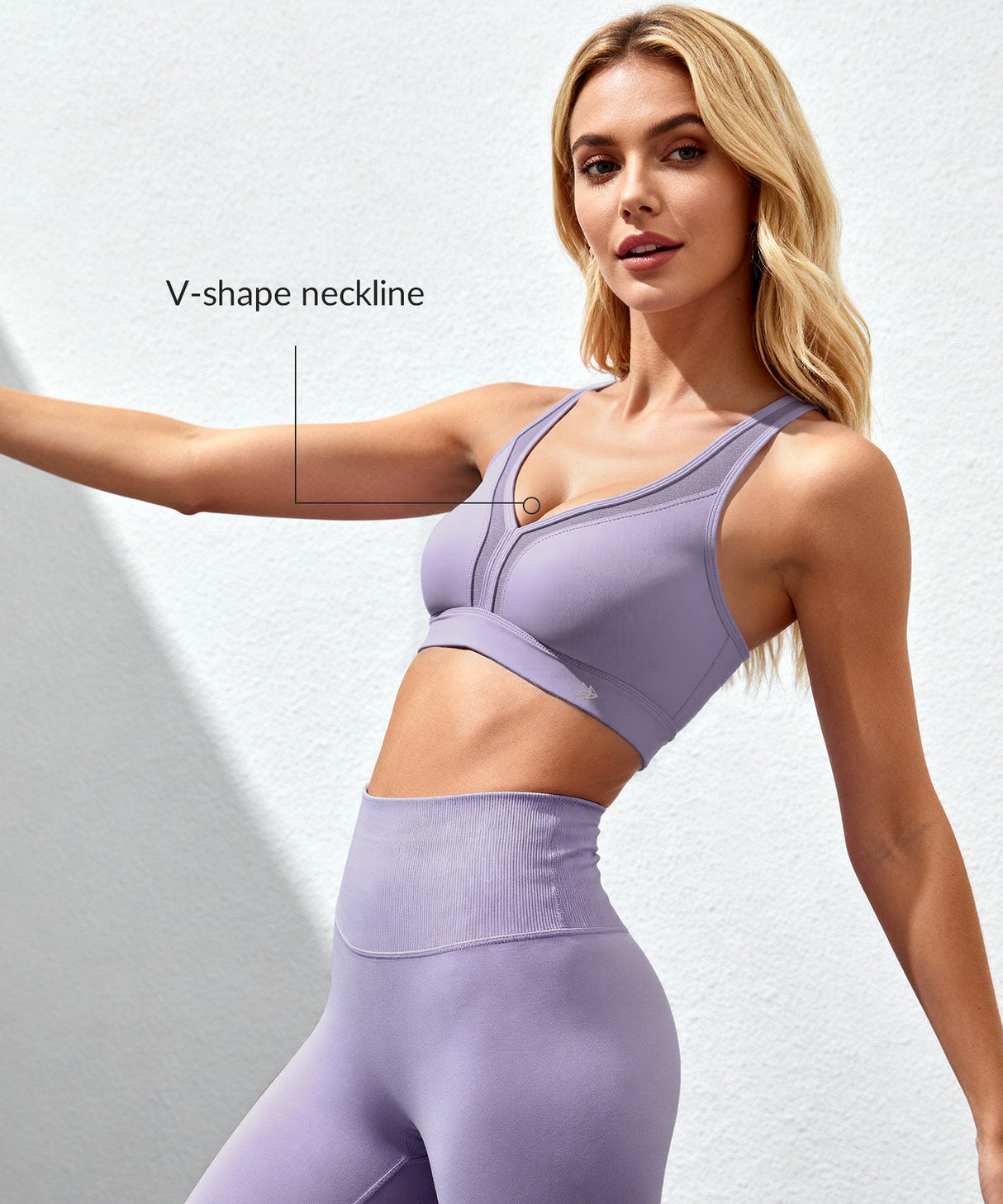 Reggiseno da corsa imbottito con scollo a V e schiena incrociata Power | Reggiseno sportivo ad alto sostegno da donna