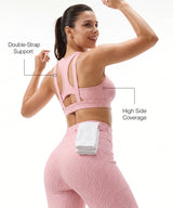 Pink Racerback Mesh Full Coverage Running Bra | High-Impact Support Best For Running, HIIT & Training