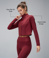 Anywhere Cropped Mock Neck Zip-Up Jacka | Lätta stödjackor för kvinnor