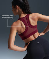 Enfold Zip Front Mesh Racerback Vadderad Löpar-BH | Sport-BH med Högt Stöd för Damer