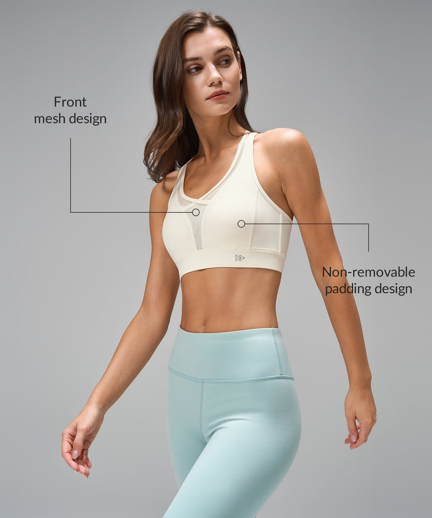 Sujetador deportivo Power Sexy con tirantes ajustables de malla frontal | Sujetador deportivo de alta sujeción para mujer