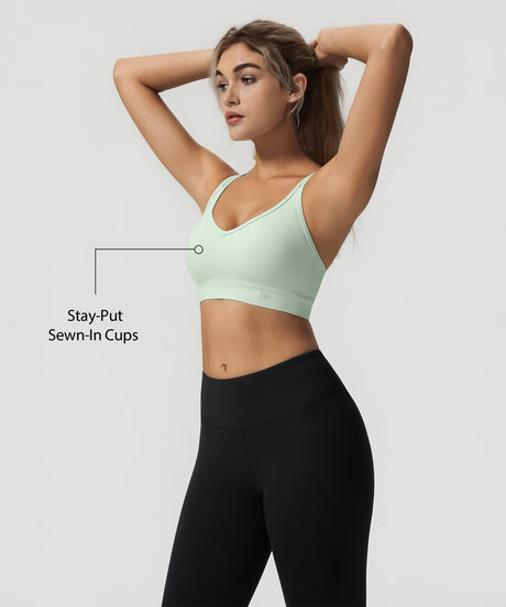Anywhere V-neck Diamond Mesh Yoga Bra| Women's Light Support Sports Bra