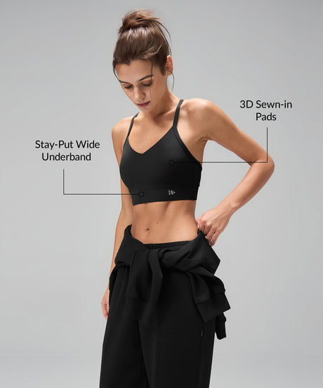 Anywhere Y-Back Design Insydda Yoga-BH med Vadder | Sport-BH med Lätt Stöd för Damer
