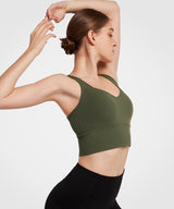Shift Rund Urringning Lång Mesh Vadderad Yoga-BH | Sport-BH med Lätt Stöd för Damer