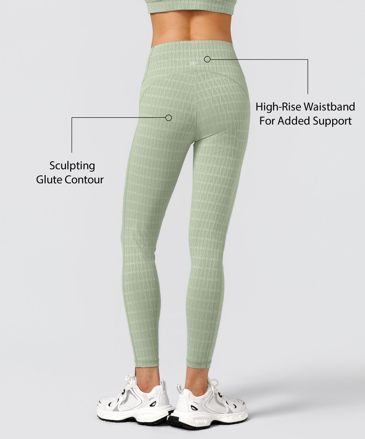 Power Jacquard Pattern No Front Seam High-Rise Running Leggings 25inches | Women's High Support Leggings
