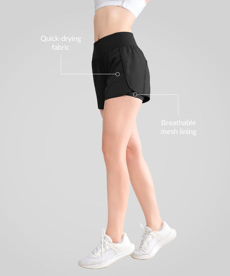 Shift Snabbtorkande träningsshorts i mesh med ficka 8,5 cm | Löparshorts för kvinnor