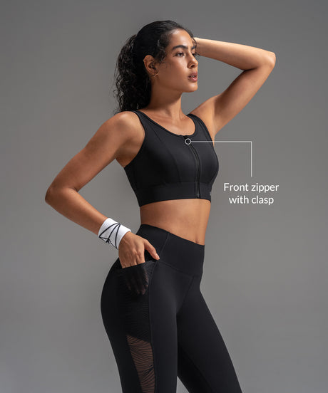 Power Mesh Sweetheart Neck Back Sports Bra| Women's High Support Sports Bra