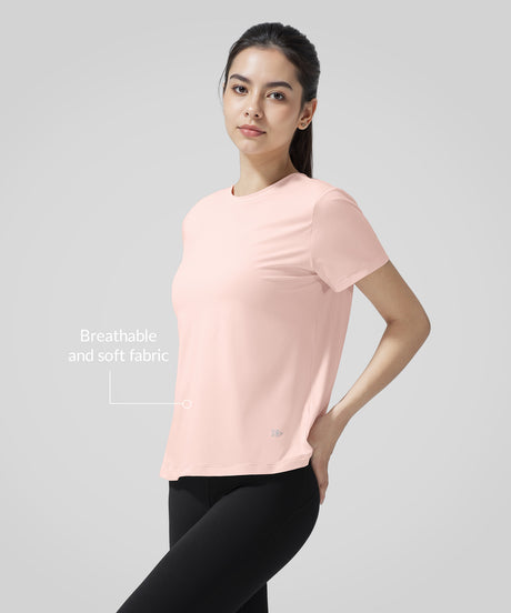 Lätt, figurnära t-shirt i enfärgad färg överallt | Kortärmad t-shirt för kvinnor