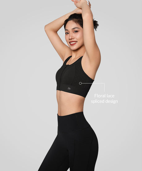 Echo Mesh Splicing Breathable Padded Running Bra | Women's High Support Sports Bra