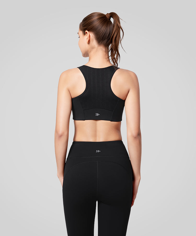 Power Mesh Panel Front Closure Running Bra | Women's High Support Sports Bra