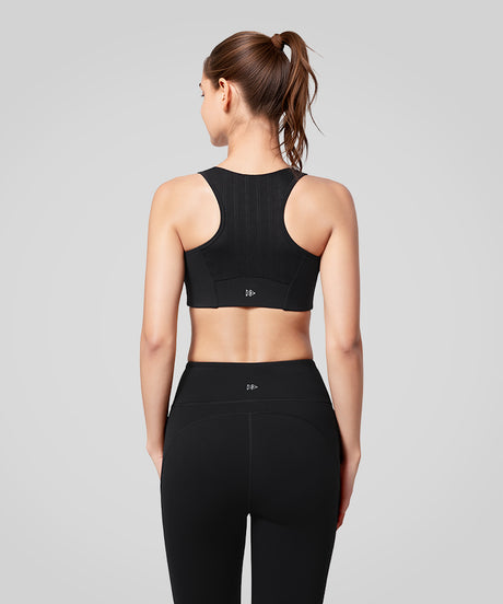 Power Mesh Panel Front Closure Running Bra | Women's High Support Sports Bra
