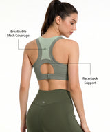 Power Breathable Racerback Fixed Cups High Impact Bra | Women's High Support Sports Bra