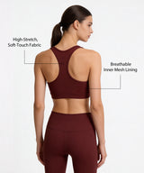 Shift Front Zip Sewn-in Pads Racerback Running Bra | Women's High Support Sports Bra
