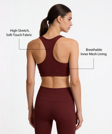 Shift Front Zip Sewn-in Pads Racerback Running Bra | Women's High Support Sports Bra