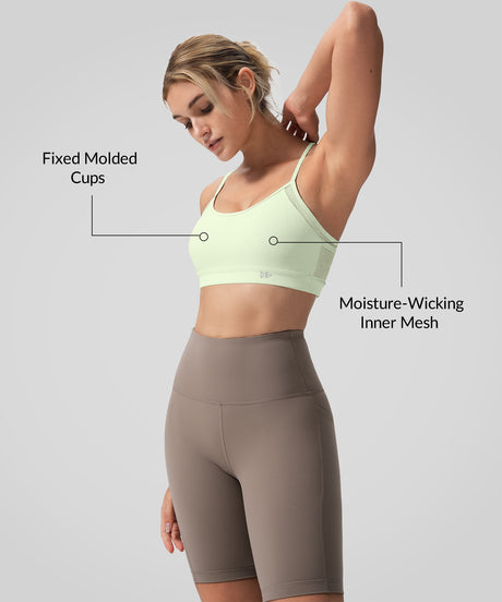 Anywhere Double Strap Sheer Mesh Yoga Bra| Women's Light Support Sports Bra