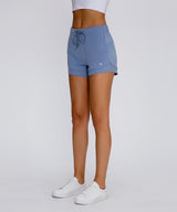 Pantalones cortos de running forrados con paneles de malla y cintura con cordón | Pantalones cortos de running para mujer de 3''