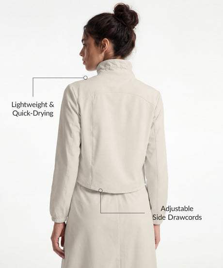 Anywhere Crop Drawcords Durable Waterproof Softshell Jacket | Women's Sports Jacket