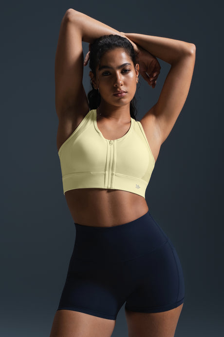 Reggiseno da corsa imbottito con zip frontale Enfold Racerback | Reggiseno sportivo ad alto sostegno da donna
